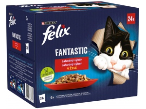 Felix Fantastic s kuřetem hovězím králíkem a jehněčím v želé 24 x 85 g