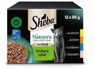 Sheba Natures collection kapsička smíšený výběr ve šťávě 12 x 85 g kuře krůta tuňák losos