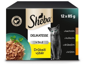 Sheba Delicatesse drůbeží výběr v želé 12 x 85 g kapsa kuře, krůta, kachna, drůbeží