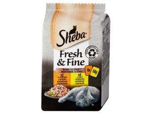 Sheba Fresh & Fine kapsa s kuřecím a s krůtím ve šťávě, 6 x 50 g