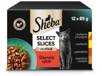 Sheba Select Slices smíšený výběr ve šťávě 12 x 85 g kapsa kuře hovězí jehně kachna krůta